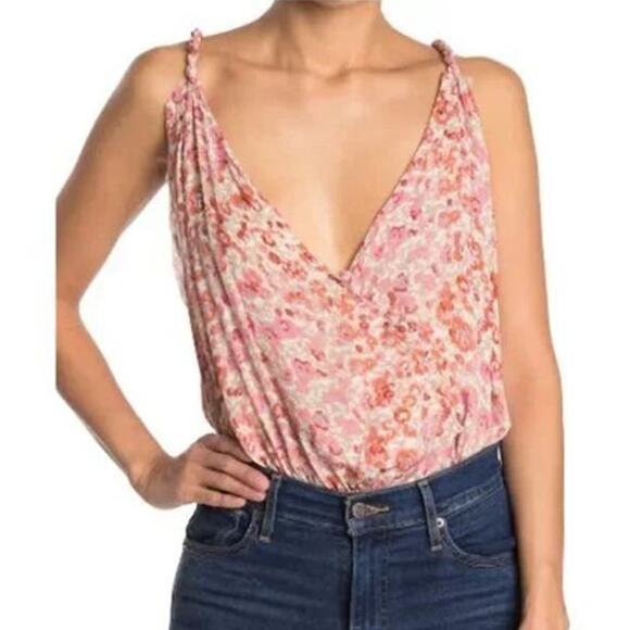 Free People Siren Song Bodysuit in Ivory Pink Floral Combo NWT - Picture 3 of 11